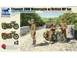 Склеиваемая пластиковая модель Британский мотоцикл Triumph 3HW Motorcycle w/British MP Set. Масштаб 1:35