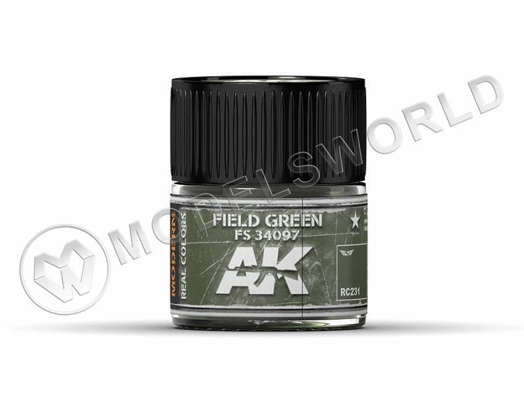 Акриловая лаковая краска AK Interactive Real Colors. Field Green FS 34097. 10 мл - фото 1