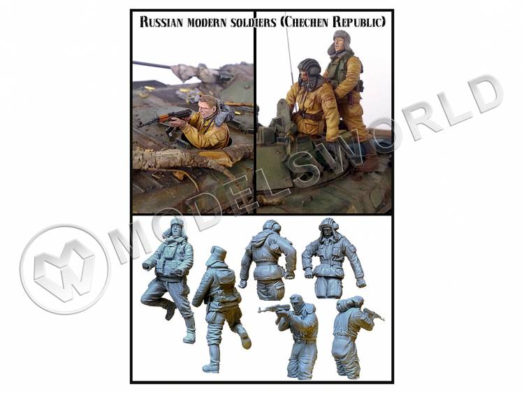 Фигуры  Российские современные солдаты в бою, одна фигура и две полуфигуры. Масштаб 1:35 - фото 1
