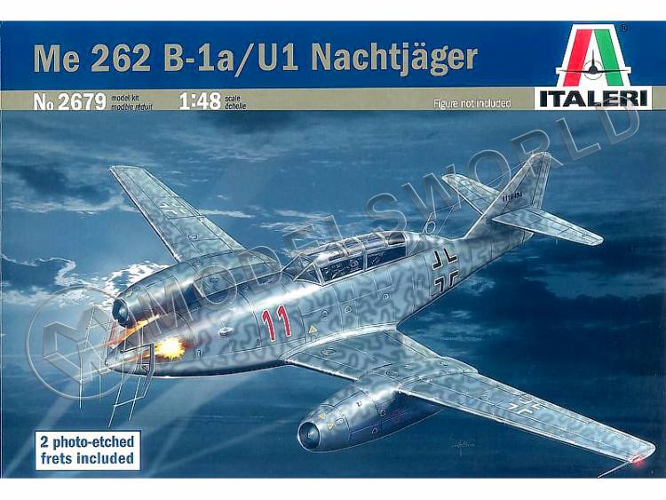 Склеиваемая пластиковая модель немецкого бомбардировщика Me 262 B-1a/U1. Масштаб 1:48 - фото 1