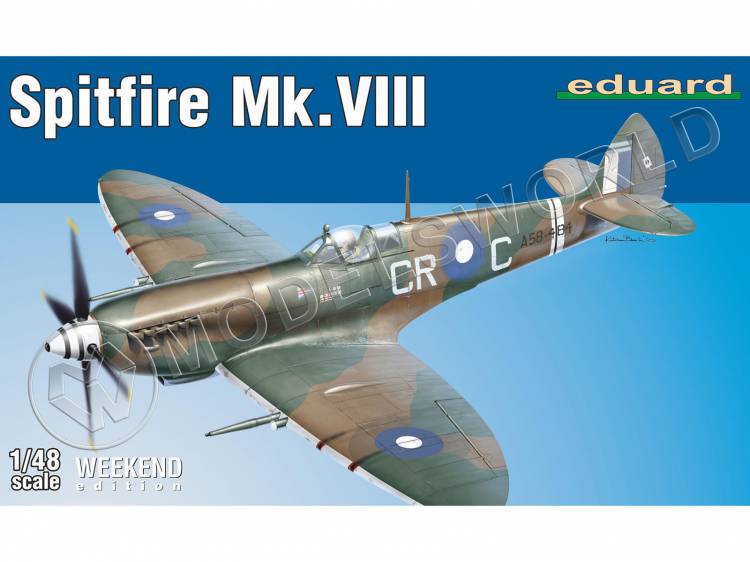 Склеиваемая пластиковая модель Spitfire Mk. VIII. Weekend. Масштаб 1:48 - фото 1