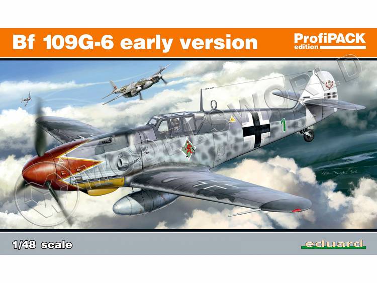 Склеиваемая пластиковая модель самолета Bf 109G-6 ранний вариант. ProfiPACK. Масштаб 1:48 - фото 1