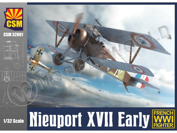 Склеиваемая пластиковая модель самолета Nieuport XVII Early version. Масштаб 1:32 - фото 1