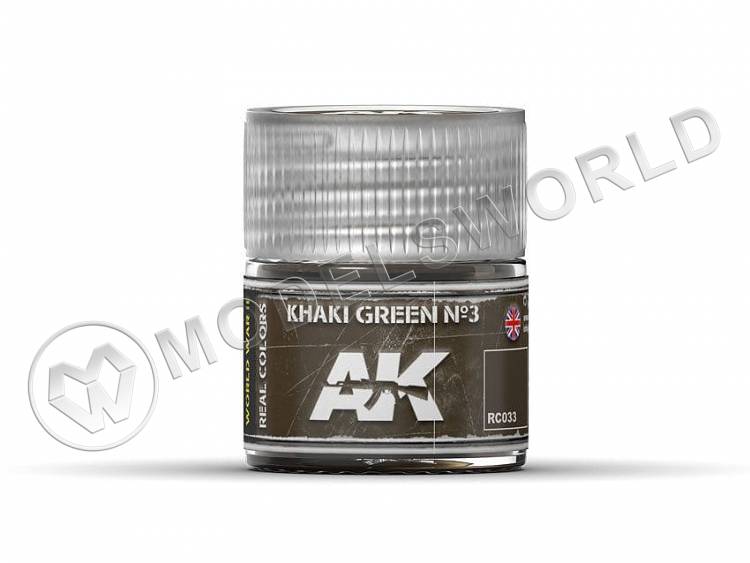 Акриловая лаковая краска AK Interactive Real Colors. Khaki Green Nº3. 10 мл - фото 1
