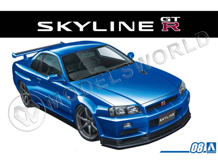 Склеиваемая пластиковая модель Nissan Skyline GT-R R34 V-spec II '02. Масштаб 1:24 - фото 1