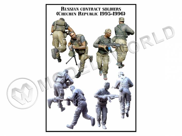 Фигуры Российские контрактники, Чеченская республика 1995-1996, две фигуры. Масштаб 1:35 - фото 1