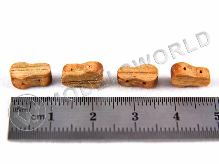 Комель-блок одношкивный, орех, 10 мм. 2 шт