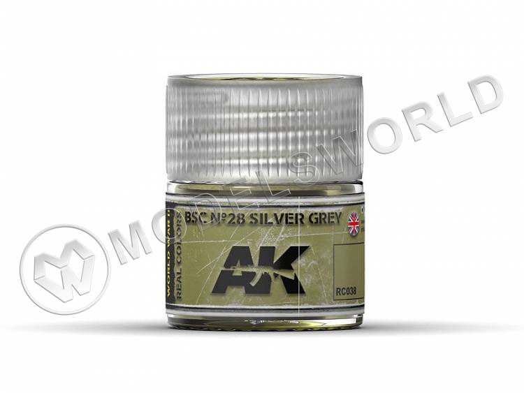 Акриловая лаковая краска AK Interactive Real Colors. BSC Nº28 Silver Grey. 10 мл - фото 1