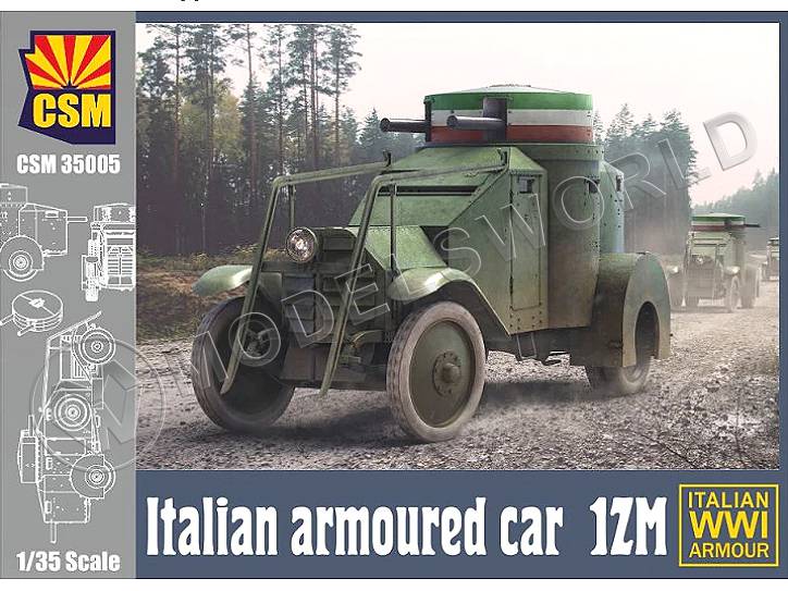 Склеиваемая пластиковая модель итальянского бронеавтомобиля 1ZM. Масштаб 1:35 - фото 1