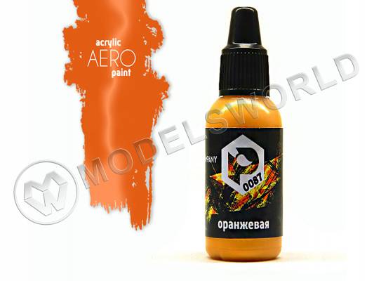 Акриловая краска Pacific88 Aero Оранжевая (Orange), 18 мл