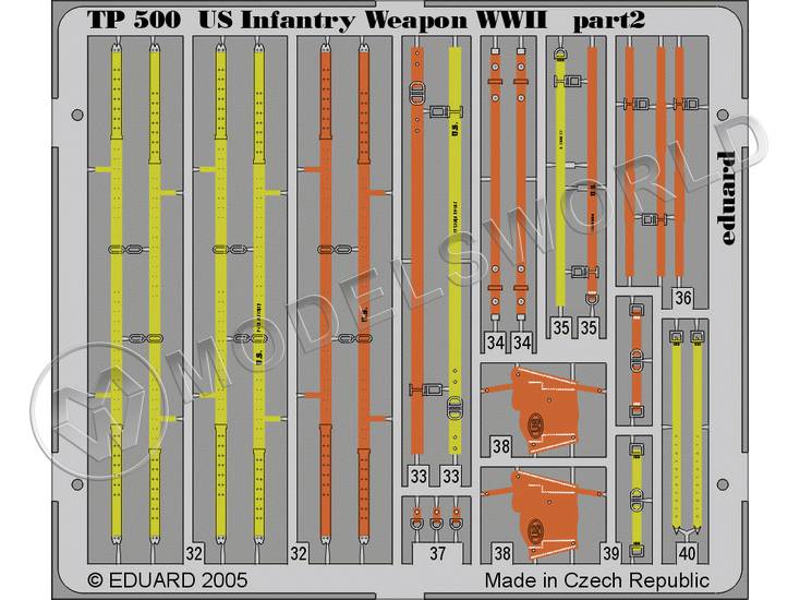Фототравление US пехотное оружие WWII. Масштаб 1:35 - фото 1