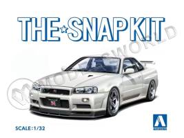 Склеиваемая пластиковая модель SNAPKIT Nissan Skyline GT-R R34 Custom Wheel (Athlete Silver). Масштаб 1:32