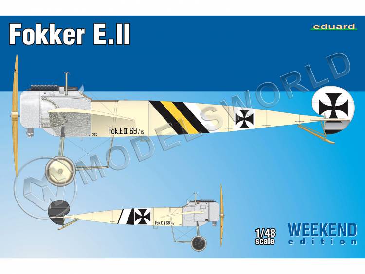 Склеиваемая пластиковая модель самолета Fokker E.II. Weekend. Масштаб 1:48 - фото 1