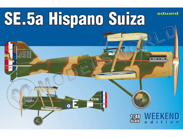 Склеиваемая пластиковая модель самолета SE.5a Hispano Suiza. Weekend. Масштаб 1:48 - фото 1