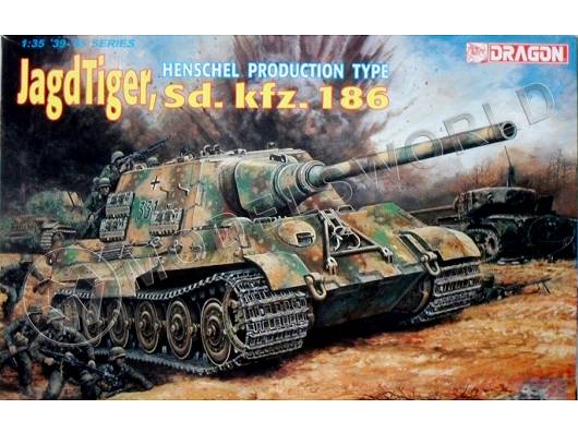Склеиваемая пластиковая модель Немецкая САУ JagdTiger Henschel Prod. Type Sd.Kfz 186. Масштаб 1:35 - фото 1