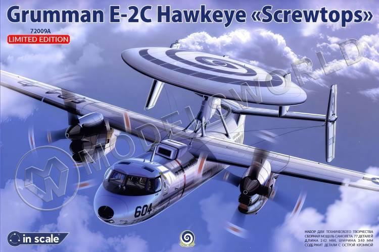 Сборная пластиковая модель Grumman E-2C Hawkeye "Super Fudd" палубная версия. Масштаб 1:72 - фото 1
