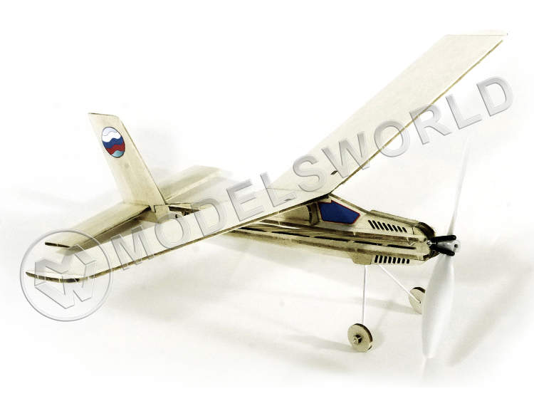 Резиномоторная модель самолета, бальзовая, размах крыла 455 мм - фото 1