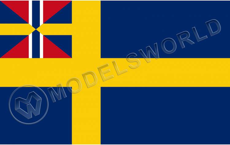 Шведско-норвежский флаг XIX век. Размер 30х18 мм - фото 1