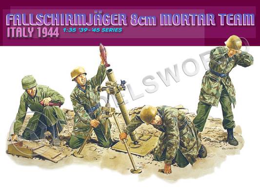 Фигуры солдат Расчет Fallschirmjager 8 см (Италия, 1944). Масштаб 1:35