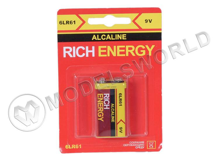 Батарейка Rich Energy 6LR61 9V Крона Alkaline, 1 шт - фото 1