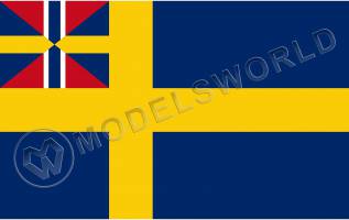 Шведско-норвежский флаг XIX век. Размер 45х28 мм
