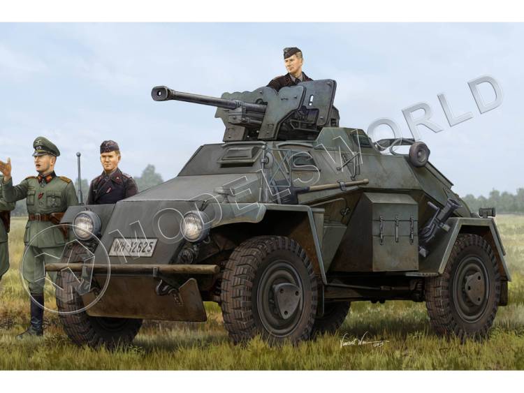 Склеиваемая пластиковая модель Немецкий бронеавтомобиль Le.Pz.Sp.Wg（Sd.Kfz.221 Leichter Panzerspahwagen, Late. Масштаб 1:35 - фото 1
