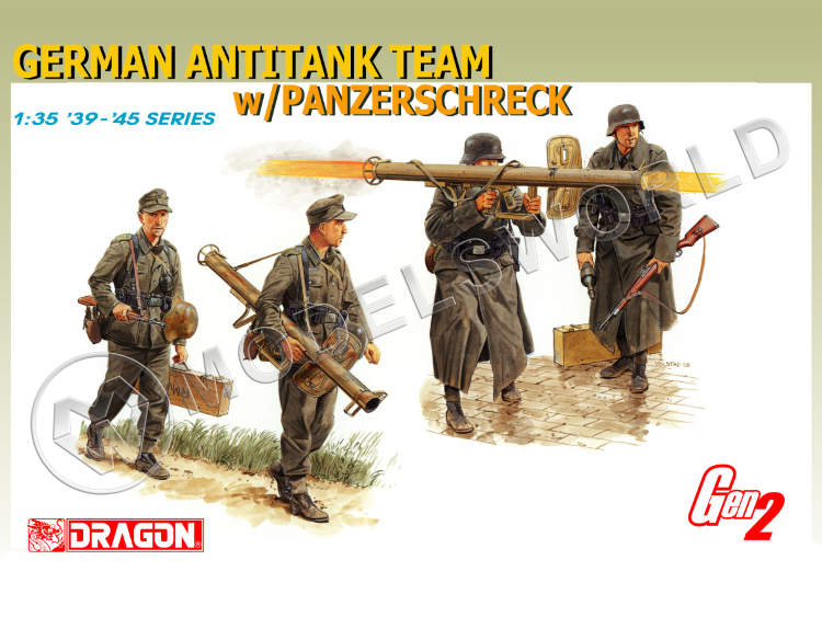 Фигуры солдат Немецкие истребители танков German Antitank Team w/Panzerschreck. Масштаб 1:35 - фото 1