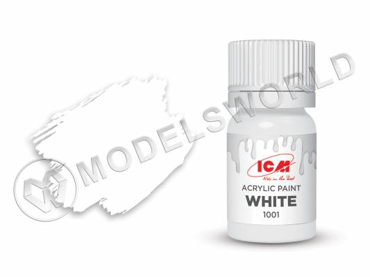 Акриловая краска ICM, цвет Белый (White), 12 мл