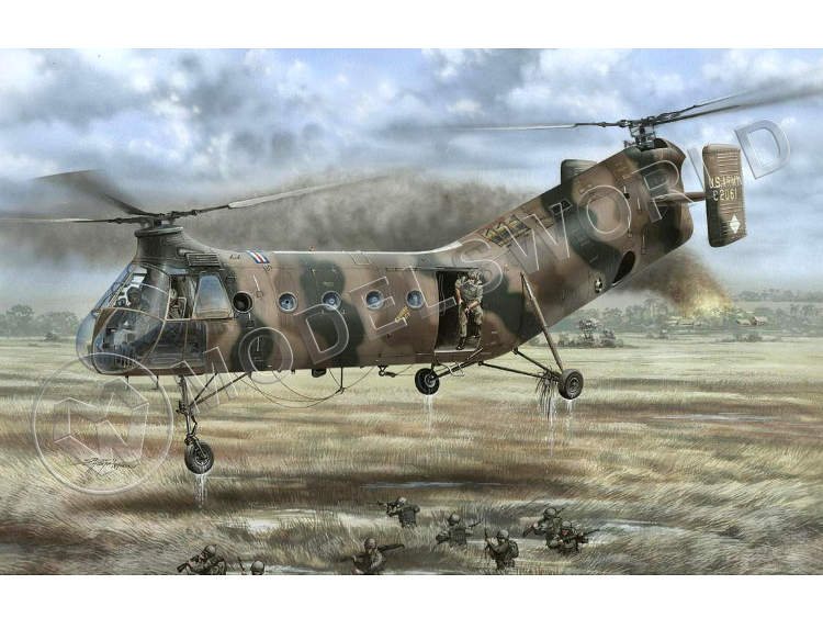 Склеиваемая пластиковая модель Военно-транспортный вертолет H-21 Shawnee "Flying Banana over Vietnam". Масштаб 1:48 - фото 1