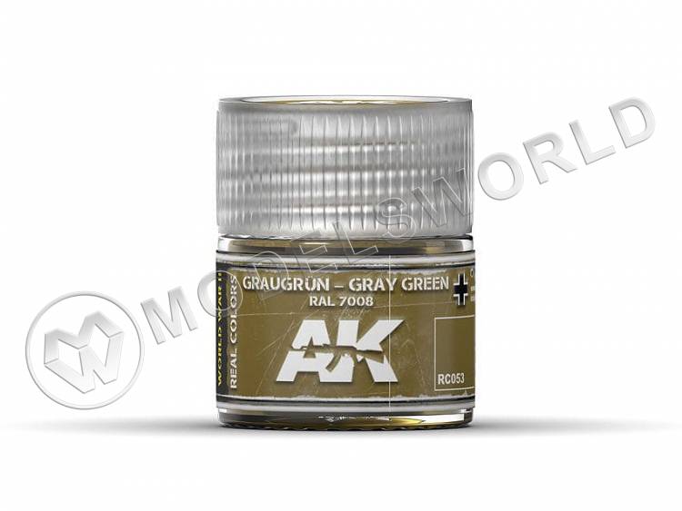 Акриловая лаковая краска AK Interactive Real Colors. Graugrün-Gray Green RAL 7008. 10 мл