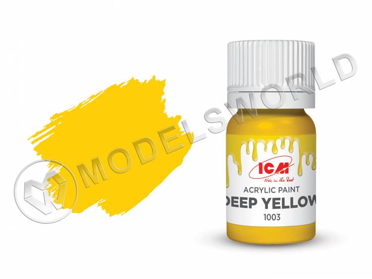 Акриловая краска ICM, цвет Глубокий желтый (Deep Yellow), 12 мл - фото 1
