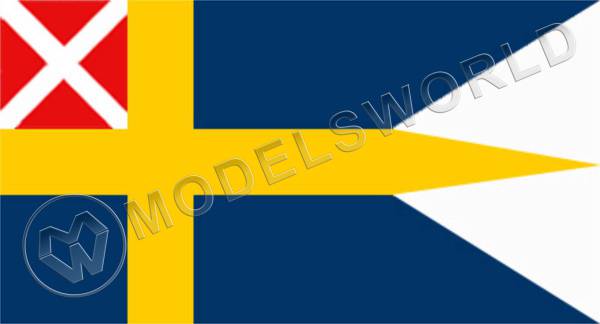Шведский флаг 1815 г.  Размер 45х28 мм
