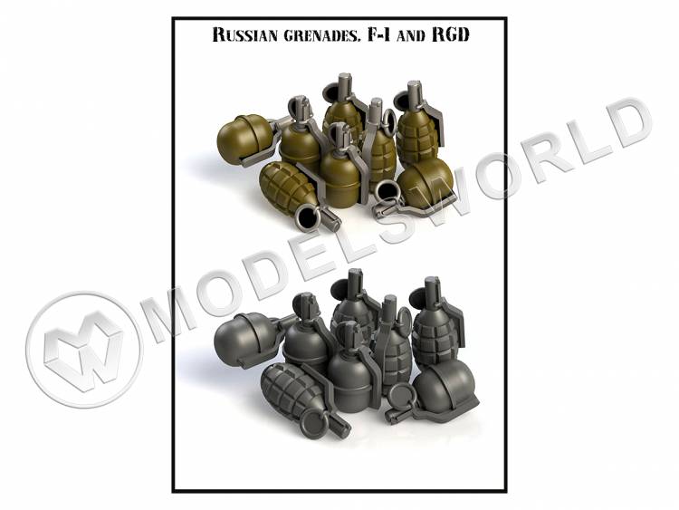 Российские, советские гранаты Ф-1 и РГД. Масштаб 1:35 - фото 1