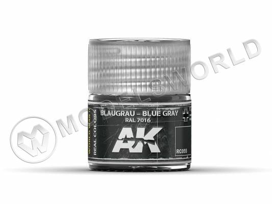 Акриловая лаковая краска AK Interactive Real Colors. Blaugrau-Blue Grey RAL 7016. 10 мл