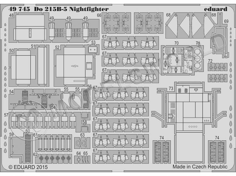 Фототравление для модели Do 215B-5 Nightfighter, ICM. Масштаб 1:48 - фото 1