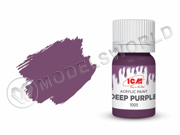 Акриловая краска ICM, цвет Темно-фиолетовый (Deep Purple), 12 мл - фото 1