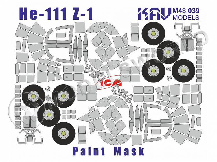 Окрасочная маска на остекление He-111Z-1, ICM. Масштаб 1:48 - фото 1