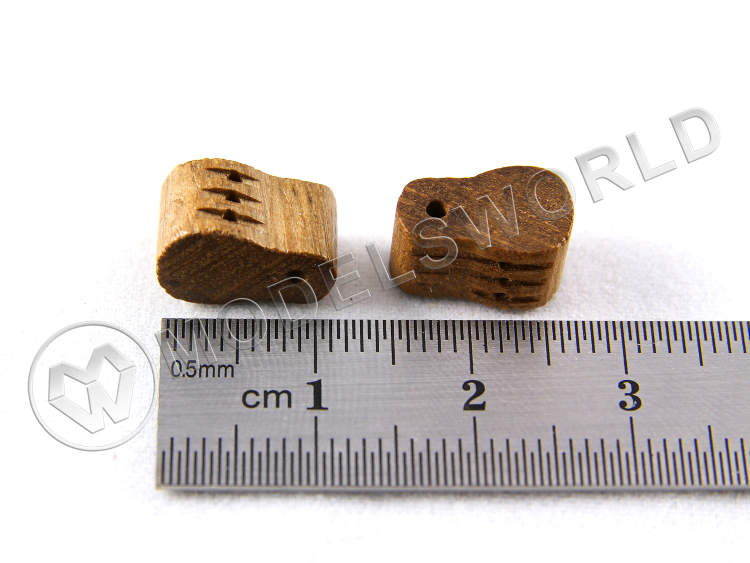Комель-блок трехшкивный, орех, 12 мм, 2 шт - фото 1