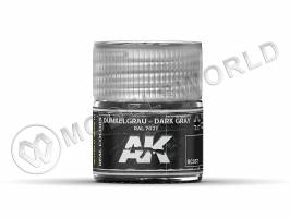 Акриловая лаковая краска AK Interactive Real Colors. Dunkelgrau-Dark Gray RAL 7021. 10 мл