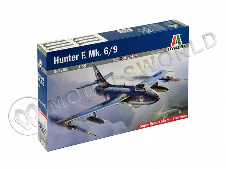 Склеиваемая пластиковая модель истребителя-бомбардировщика Hunter F.Mk 6/9. Масштаб 1:48 - фото 1