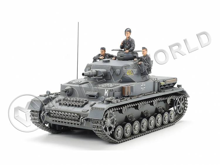 Склеиваемая пластиковая модель Немецкий танк Panzerkampfwagen IV Ausf.F с тремя фигурами. Масштаб 1:35 - фото 1
