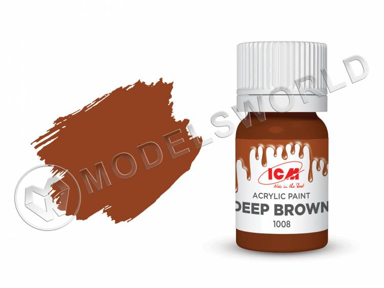Акриловая краска ICM, цвет Темно-коричневый (Deep Brown), 12 мл - фото 1