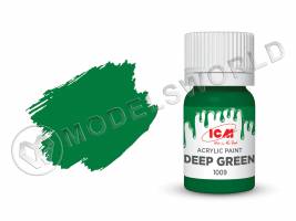 Акриловая краска ICM, цвет Темно-зеленый (Deep Green), 12 мл