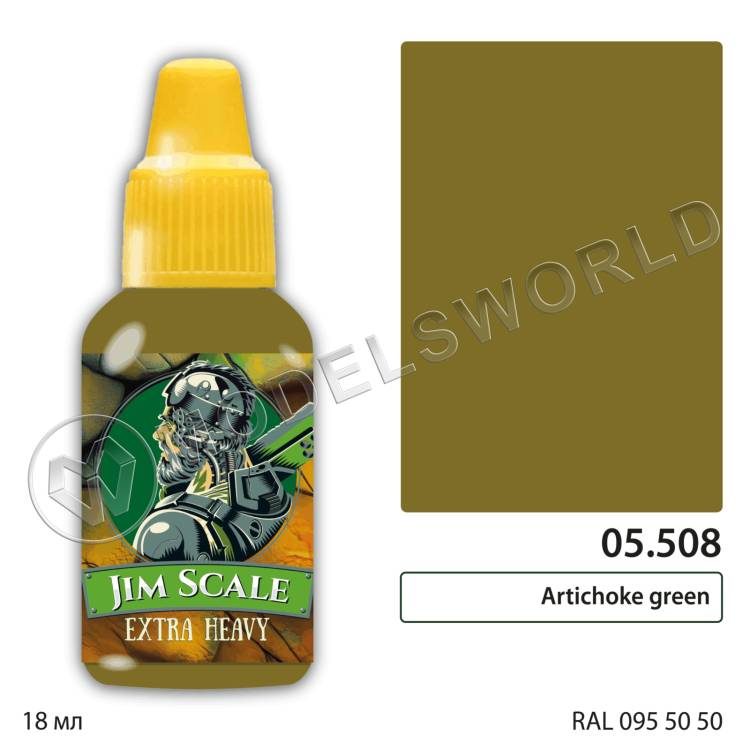 Акриловая краска под кисть Jim Scale Artichoke green, 18 мл Акриловая краска под кисть Jim Scale Artichoke green, 18 мл - фото 1