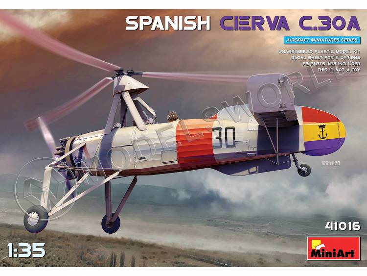 Склеиваемая пластиковая модель Испанский гирокоптер Cierva C.30A. Масштаб 1:35 - фото 1