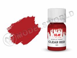 Акриловая краска ICM, цвет Ясный красный (Clear Red), 12 мл