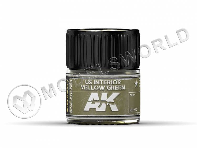 Акриловая лаковая краска AK Interactive Real Colors. US Interior Yellow Green. 10 мл - фото 1