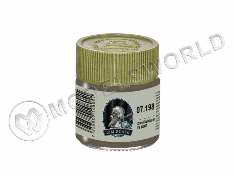 Спиртовая краска Jim Scale Olive Drab No.9 (FS 34087), 10 мл - фото 1