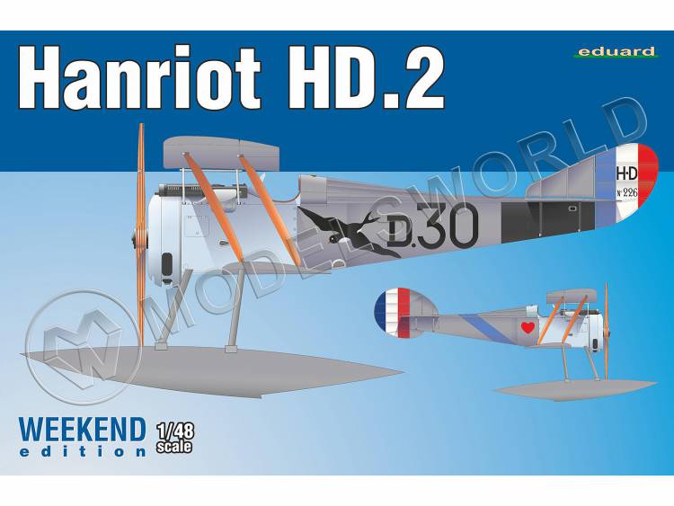 Склеиваемая пластиковая модель самолета Hanriot HD.2. Weekend. Масштаб 1:48 - фото 1