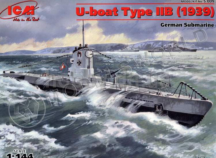 Склеиваемая пластиковая модель Германская подводная лодка  2 МВ U-Boat Type II В. Масштаб 1:144 - фото 1